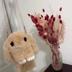 Cute Light Brown Bunny Plush Crossbody Bag